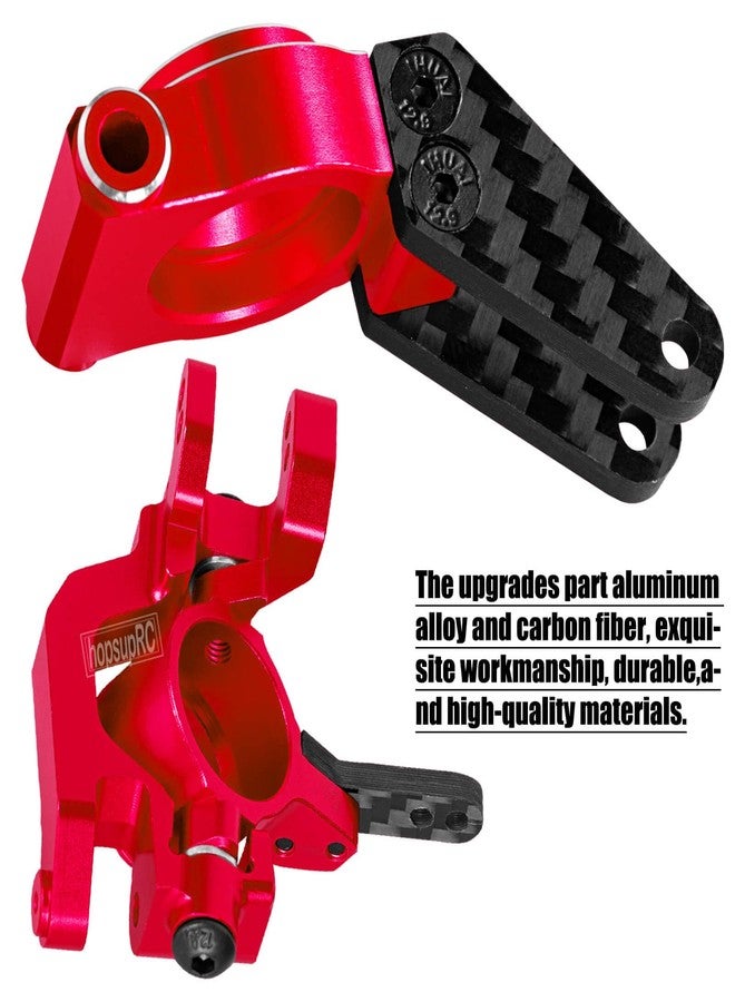 hopsupRC RC Carbon Fibre Aluminum Rear Hubs Front Steering Block Knuckles & C-Hubs Caster Blocks Upgrades Parts for 1/10 Senton/Granite 3S Blx & Mega 550,Vorteks 3S Blx,Big Rock 3s BLX.Red - Image 5